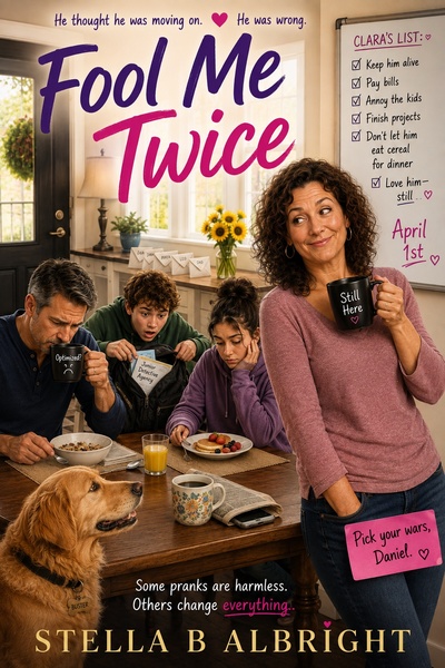 My 9-book novelettes are a sweet paranormal rom-com.  The Vances are a normal family, Dan, Clara, Maya, Leo, and Buster the dog.  Clara falls over Buster's toy, hits her head, and is in a deep coma. Her spirit is floating up, and when her husband, Dan, comes home and finds her on the floor, he is devastated.  When Clara touches his elbow, she is sucked inside him.  Dan is able to hear her, but no one else. She learns to use his vocal cords and his limbs to get him to do what she has already "suggested," but he doesn't want to do it.  The humor begins, and there is a happy ending.