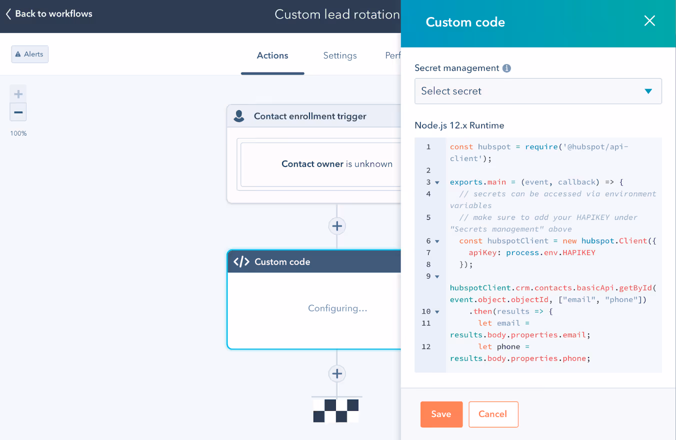 HubSpot Operations Hub Custom Code