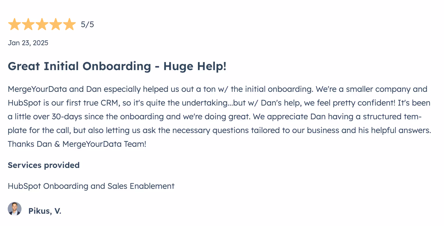 Cardinal Health One Hour HubSpot Onboarding Review