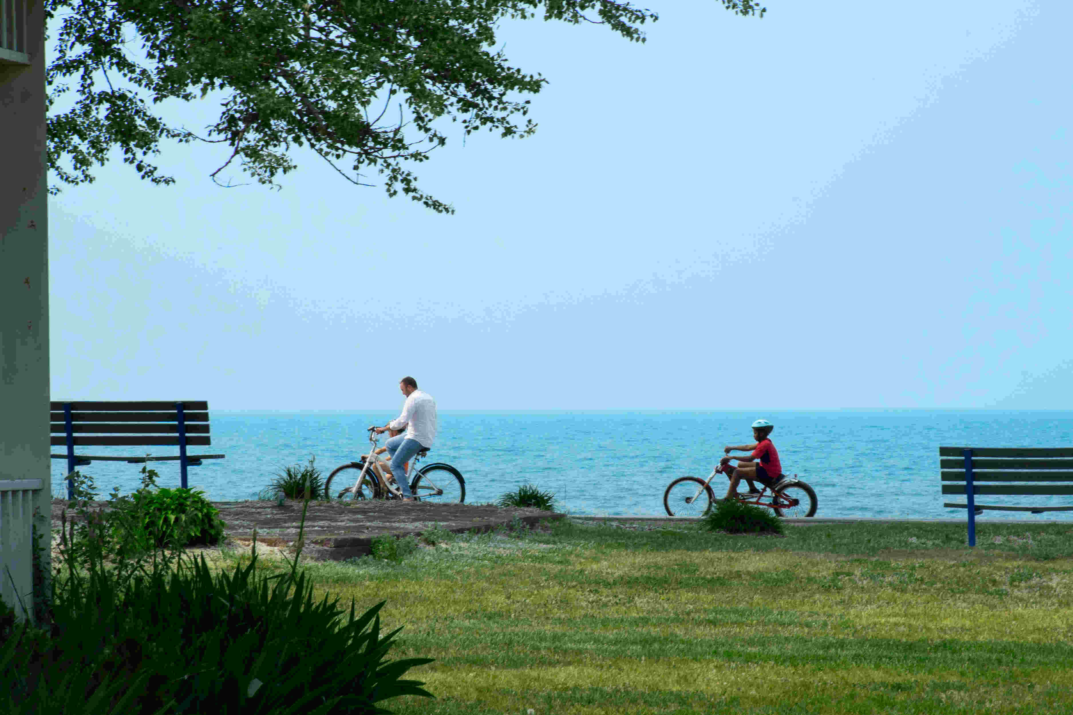Cycling alongside Lake Huron