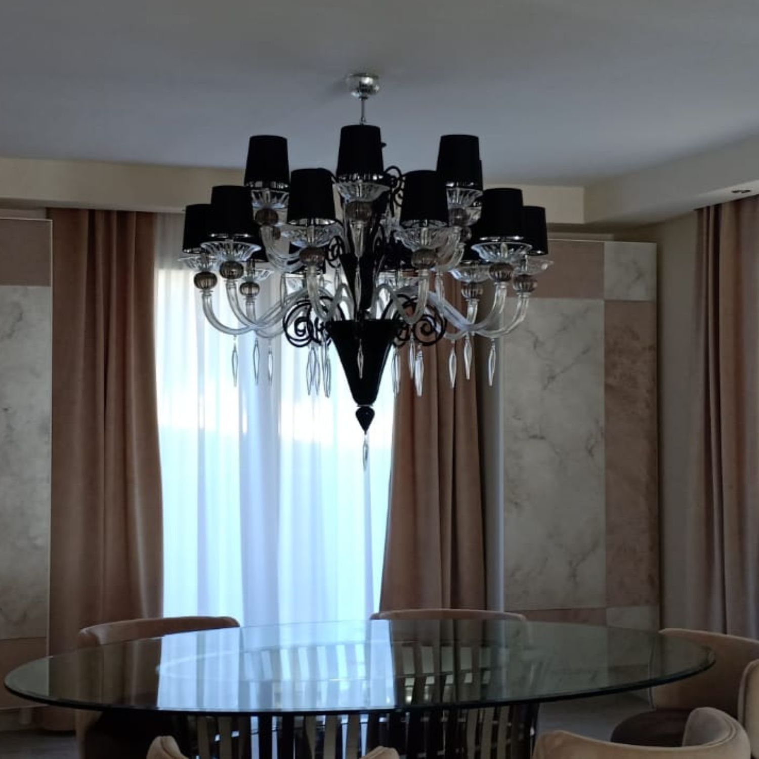 Lampadario in vetro Murano con Paralumi 