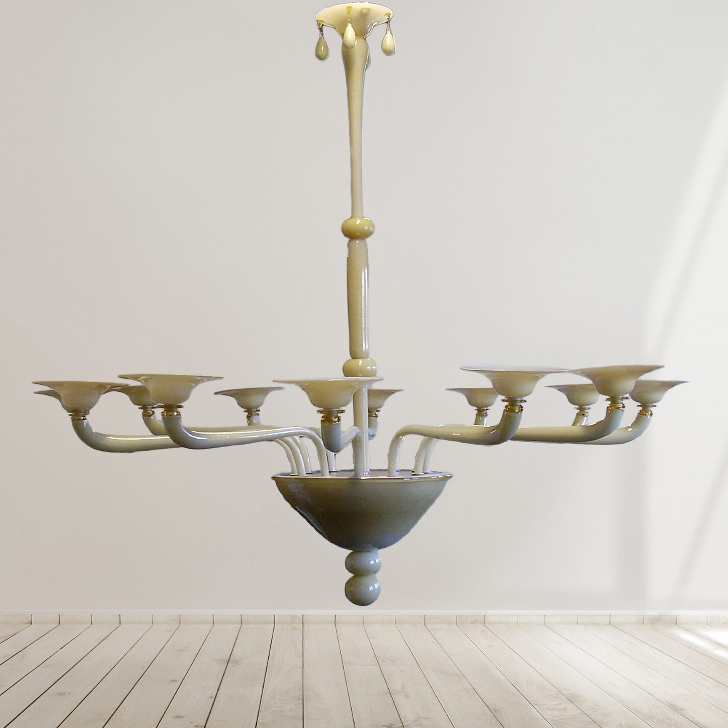 Lampadario moderno in vetro soffiato avorio Tundra