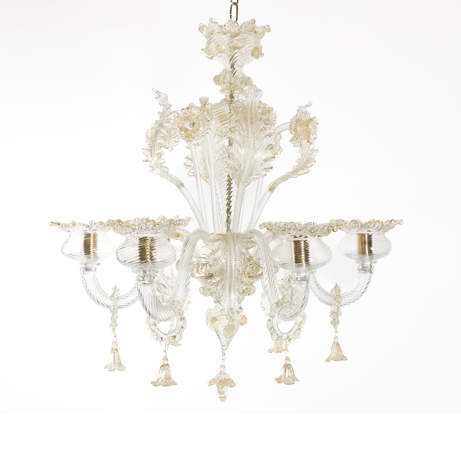 Lampadario da Soffitto in Vetro di Murano – Giuditta Cristallo e Oro