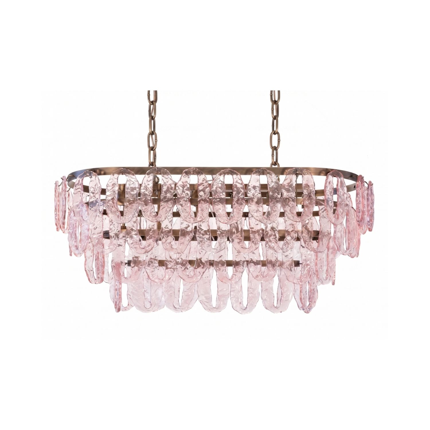 Lampadario a sospensione da soffitto in vetro vintage Ghiaccio rosa