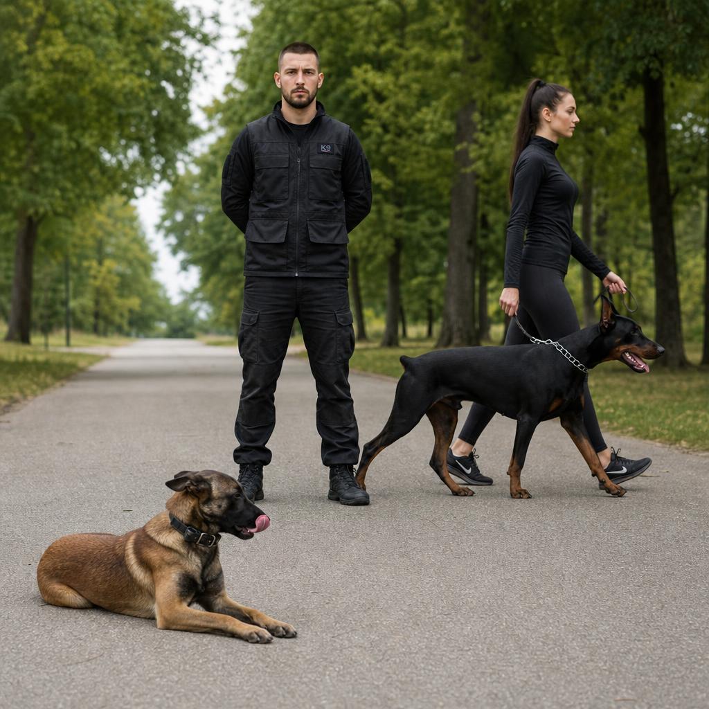 Simulacija vežbe odlaganja u urbanom okruženju, belgijski ovčar malinoa (9 meseci) u fazi adolescencije, iako je pas u statičnom položaju, njegov integrativni sistem šalje jasne signale preopterećenja i unutrašnjeg konflikta, gde primarni somatski indikator stresa je izraženo oblizivanje u trenutku kada drugi pas (doberman) prolazi pored njega, gde ovo ponašanje možemo posmatrati kroz prizmu etologije i predstavlja klasičan signal smirivanja i unutrašnje tenzije, a ne opuštenosti.