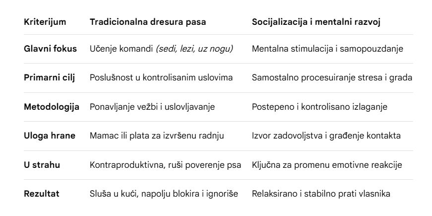 Uporedni pregled: Tradicionalna dresura vs. "Socijalizacija pasa"