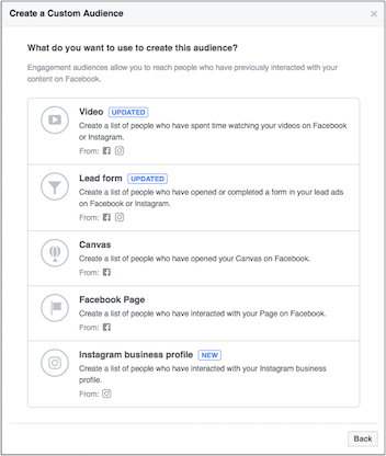 Engagement Custom Audiences Instagram