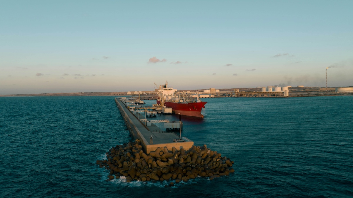 Large Cargo Ship Docked at Libyan Industrial Harbor More info Share