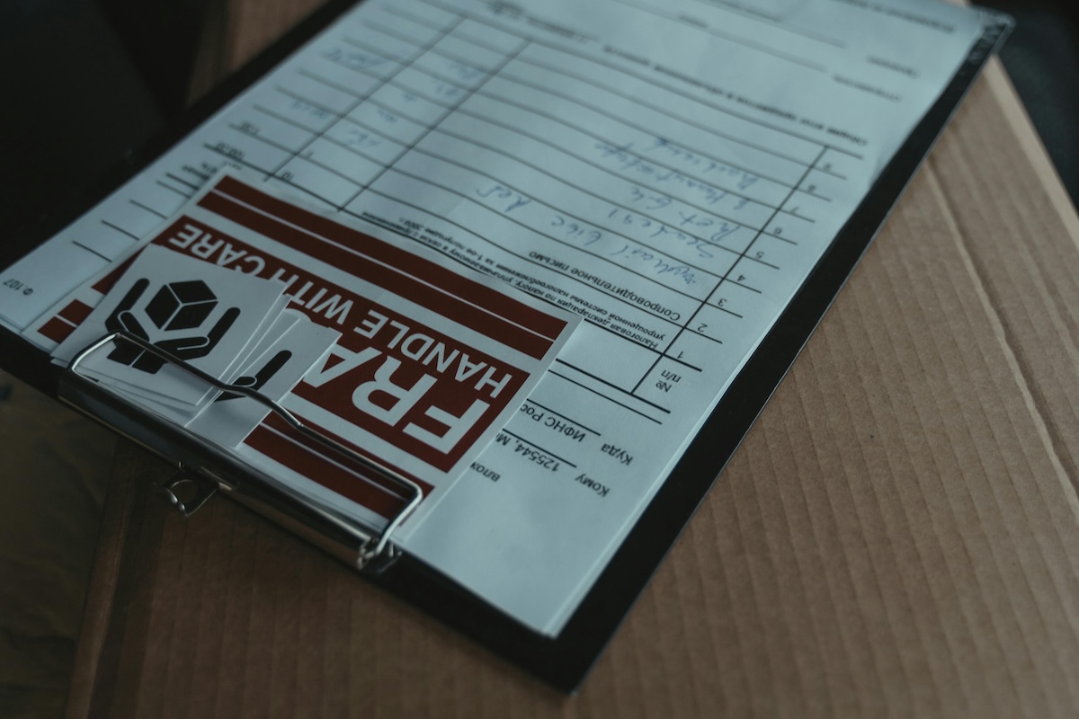 shipping document on top of a box