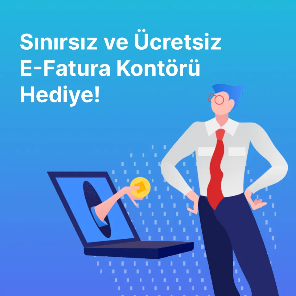 El laptop ekranından çıkan el altın madeni para tutuyor, yanında kırmızı kravatlı adam duruyor.
