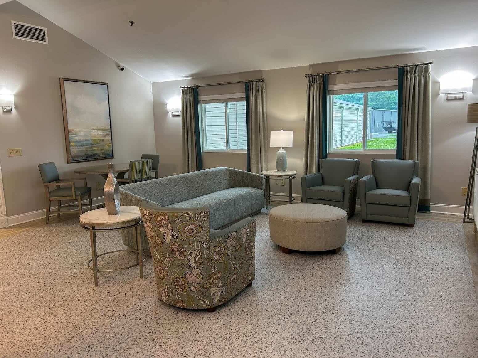 River's Bend main lobby sitting area.