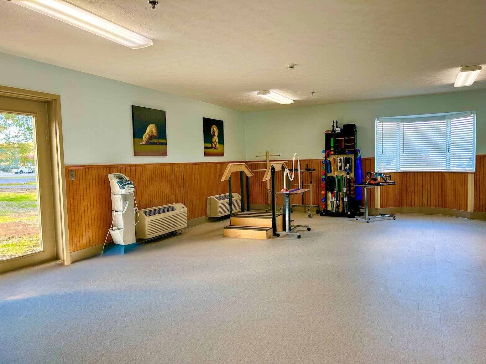 River's Bend Rehabilitation Gym with Physical and Occupational Therapy equipment.