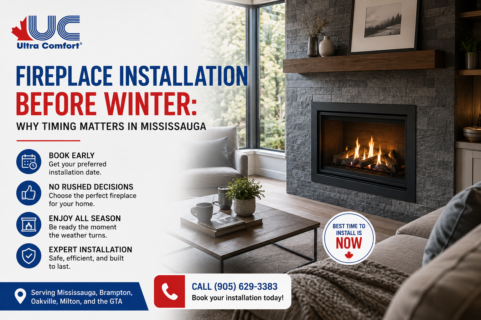 Fireplace Installation Before Winter in Mississauga