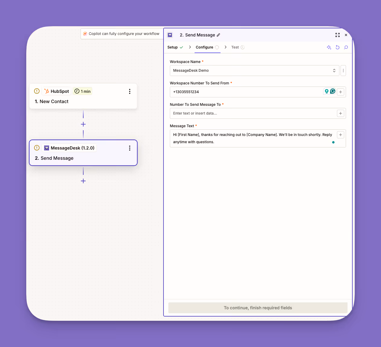 Zapier send text message