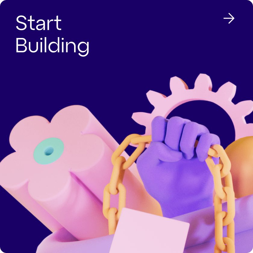 Linea web card with 3D illustration "Start Building"