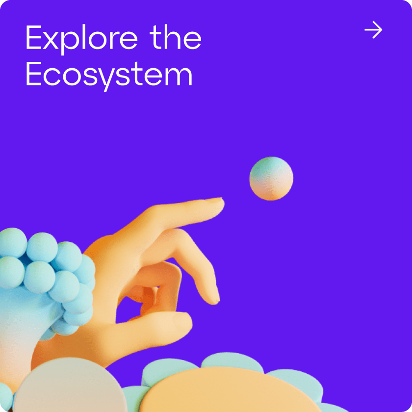 Linea web card with 3D illustration "Explore the Ecosystem"