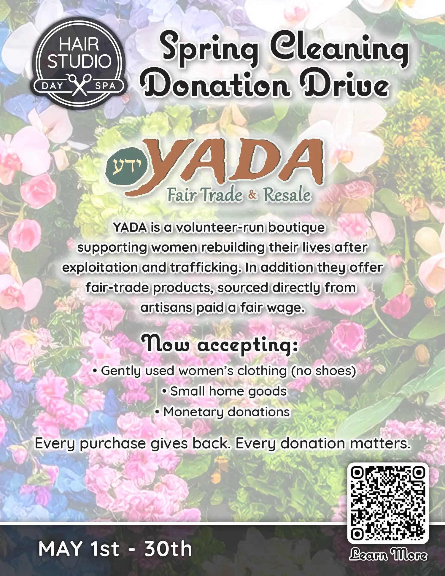 Spring Cleaning Donation Drive for YADA Fair Trade and Resale.