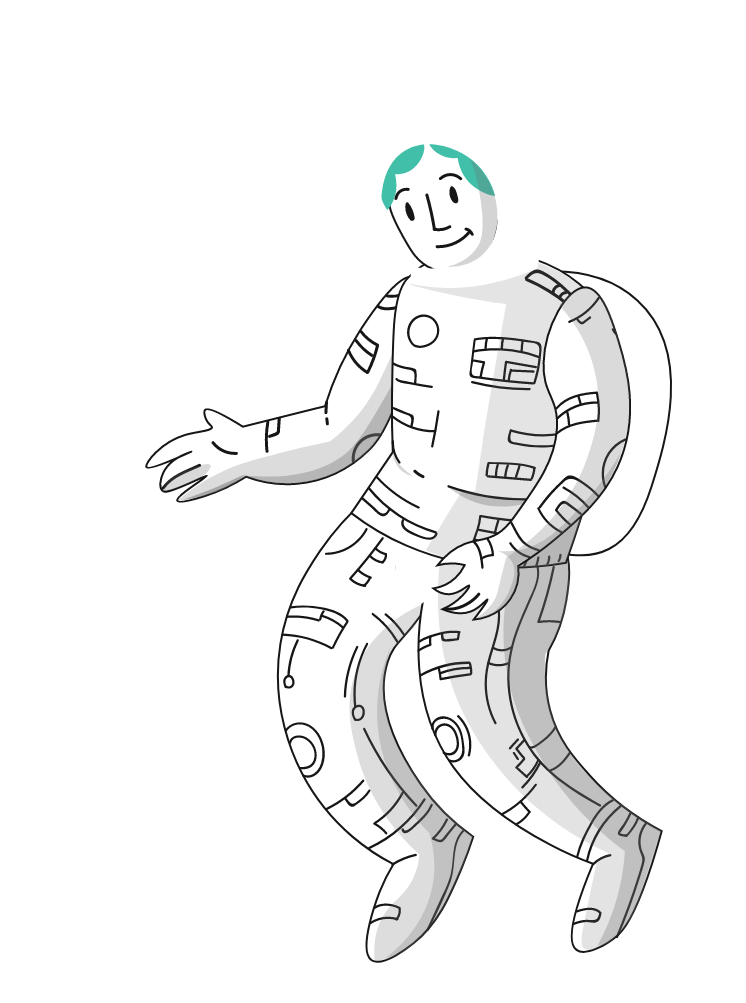 Illustration of an Astronaut in the Galaxy, representing discovery and exploration.