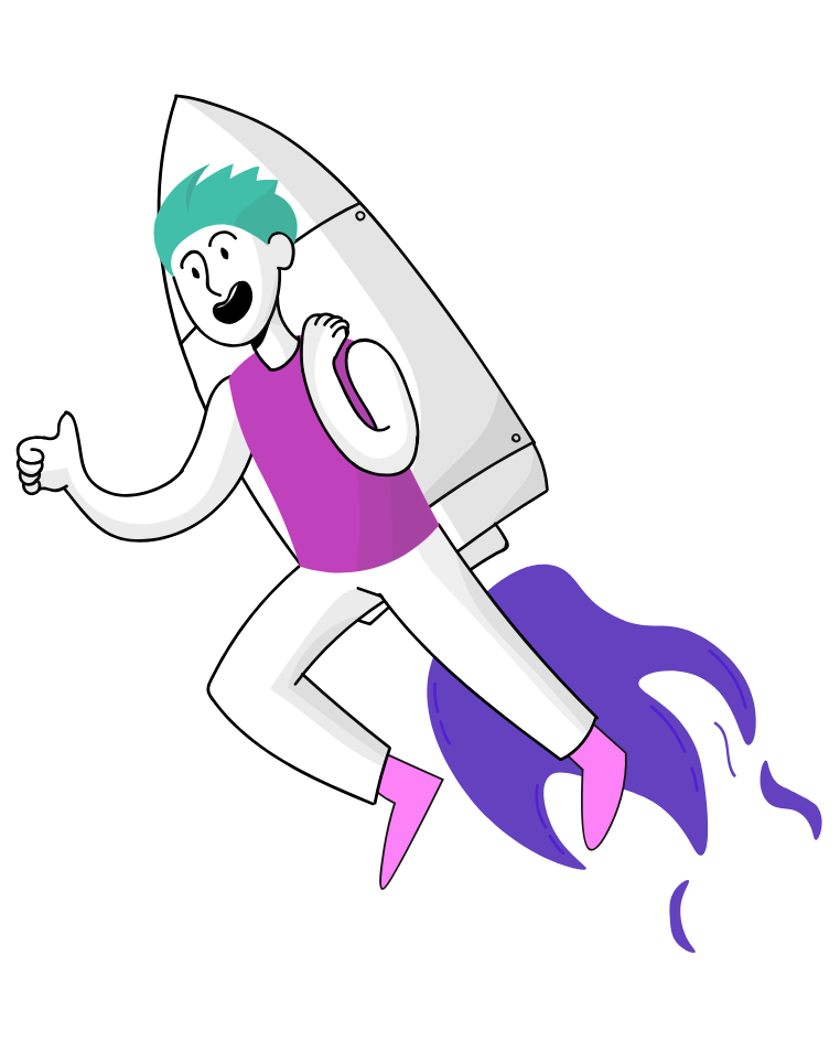 Rocket illustration, representing business success.