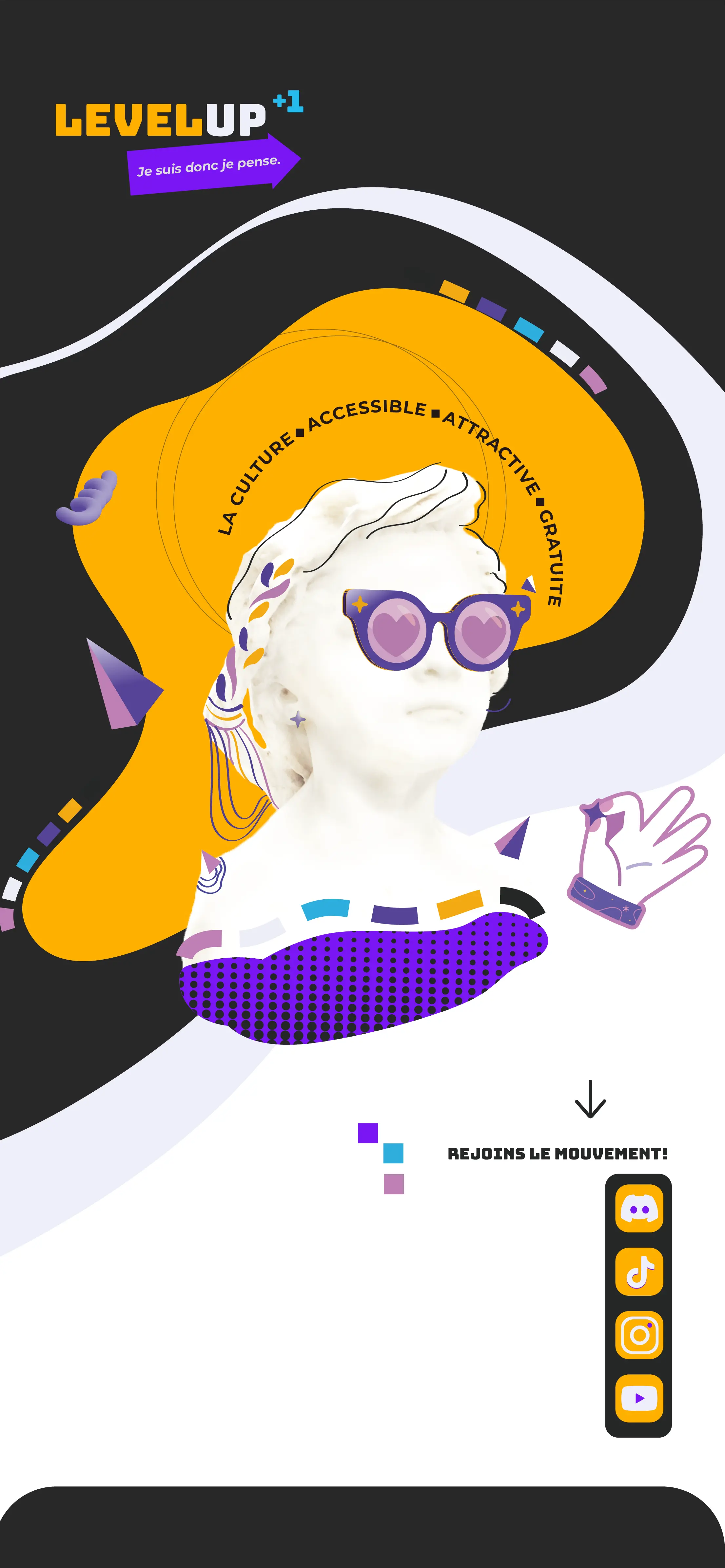 un Landing Page de link tree créatif visuelle originale thème art jeunesse