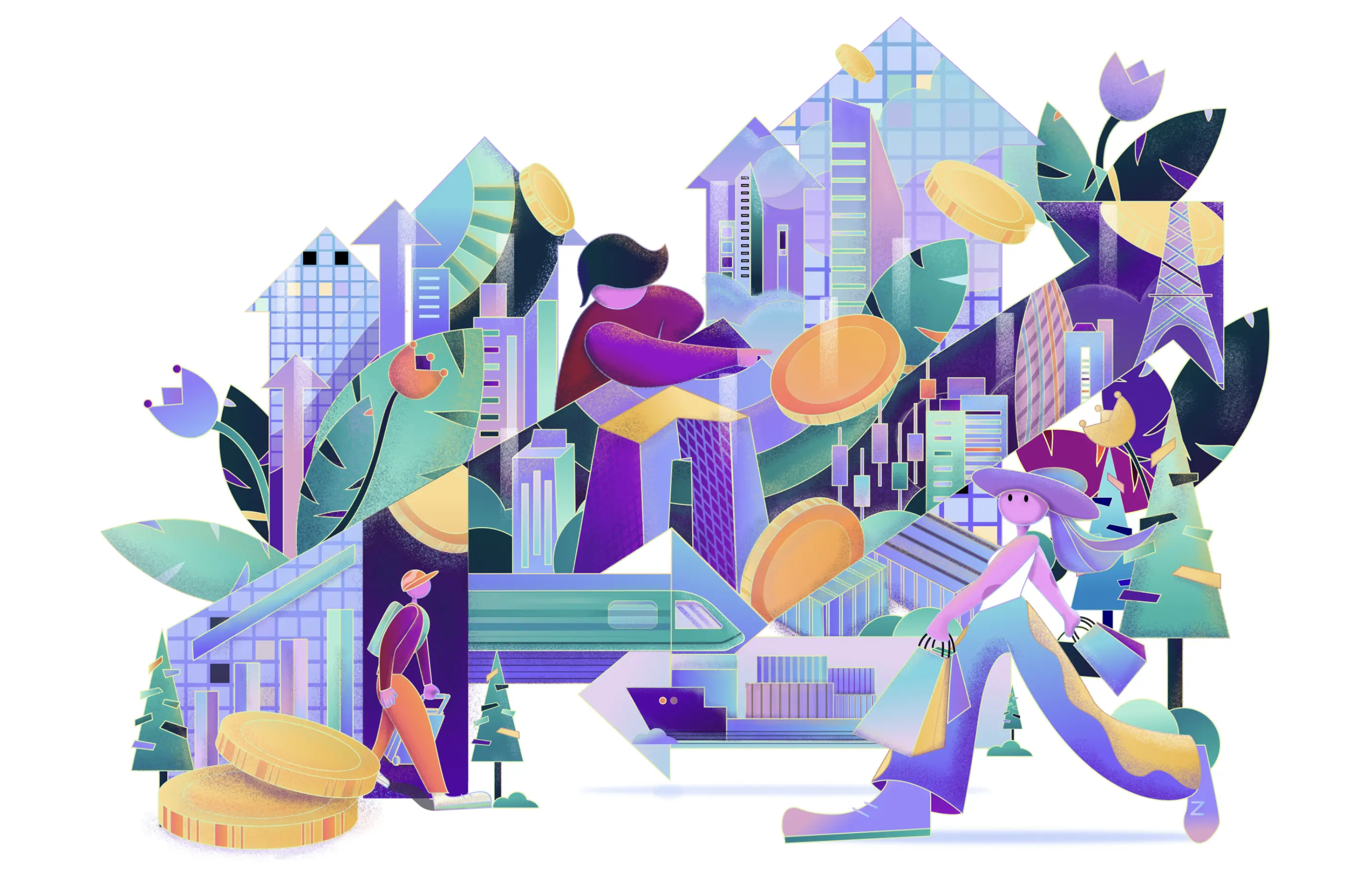 une Illustration originale de thème commerce international et finances