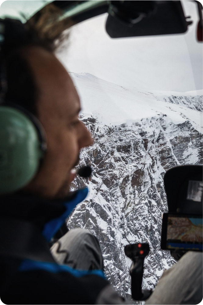 A guest flying above Swedish Lapland with helicopter