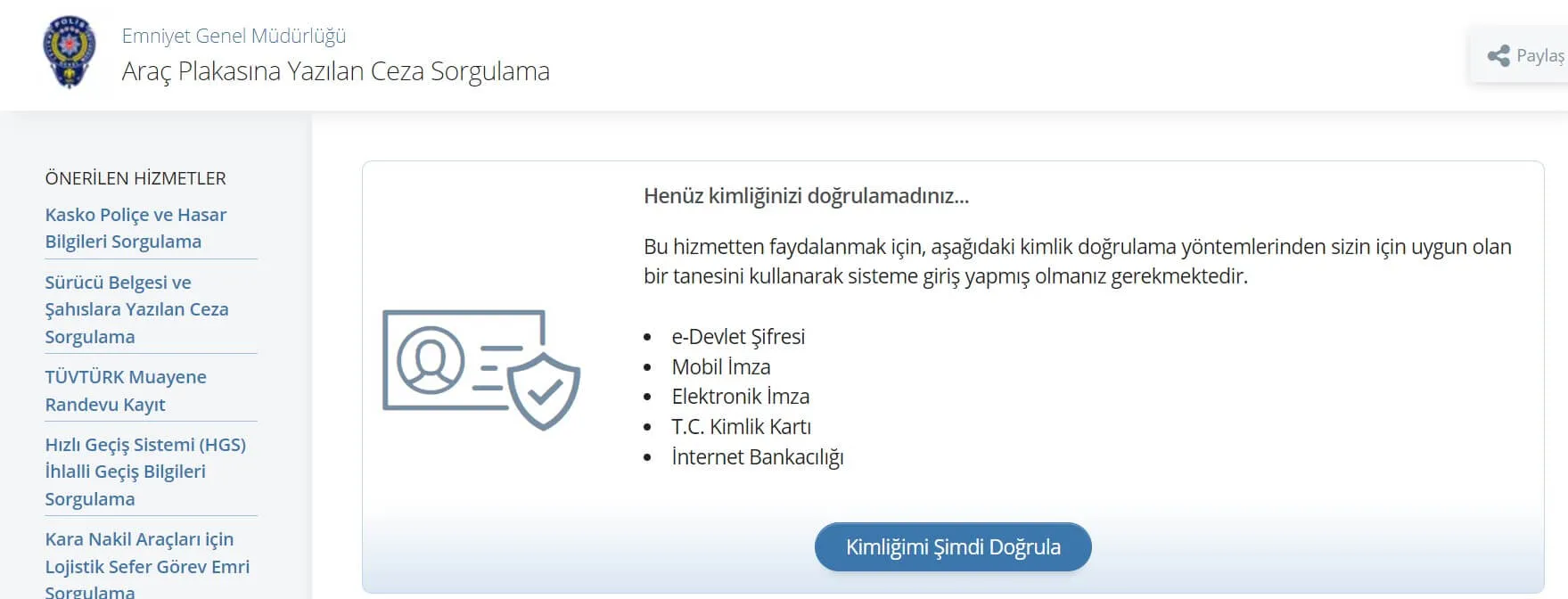 e devlet araç plakasına yazılan ceza sorgulama ekranı