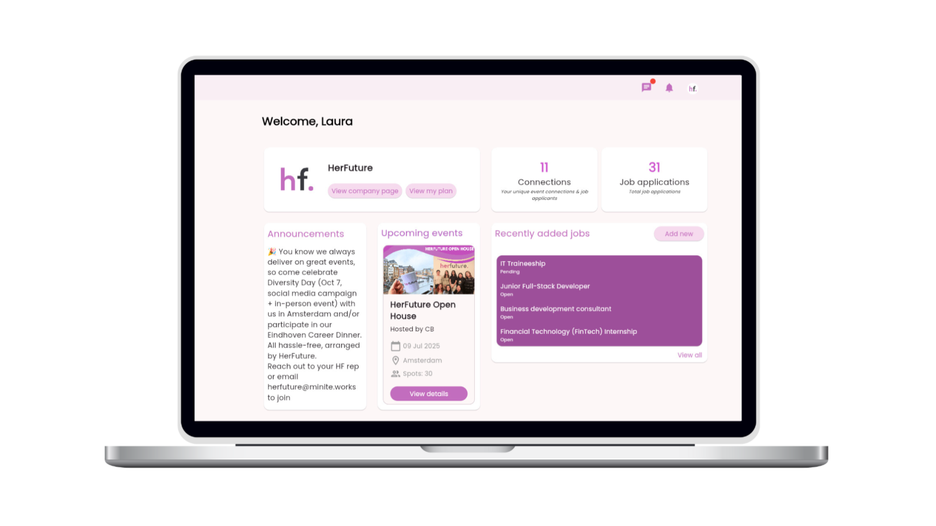 Website landing page