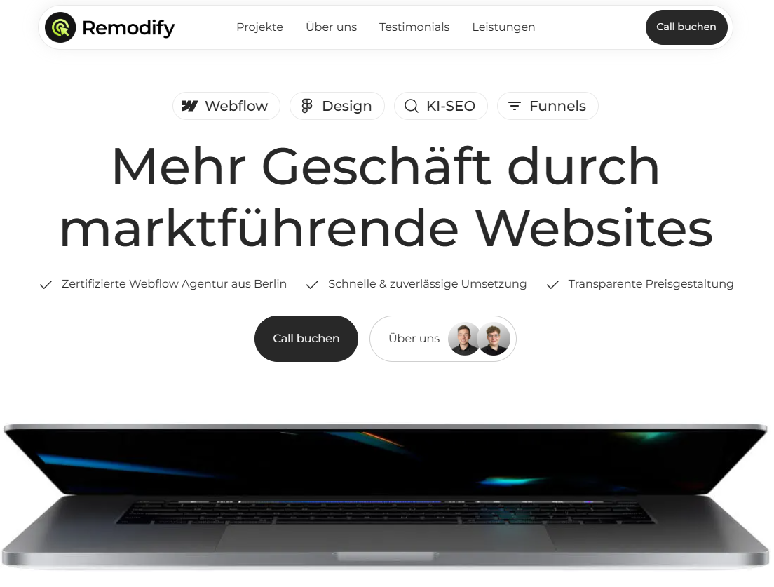 Remodify Webflow-agentur Website