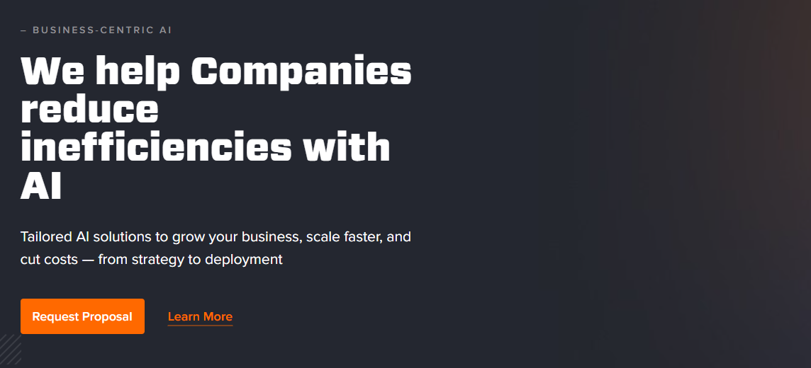 Nilg.ai landing page highlighting business-centric AI solutions designed to reduce inefficiencies and scale enterprise operations.