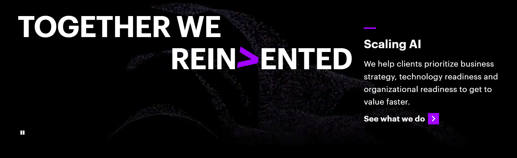 Accenture digital transformation banner focusing on scaling AI and business reinvention strategies for global enterprises.