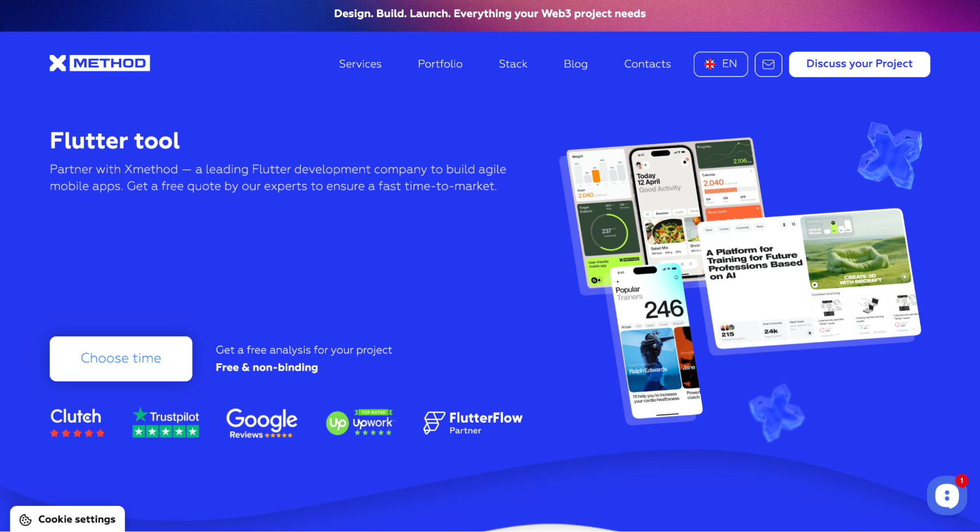 Xmethod cross-platform app development company landing page