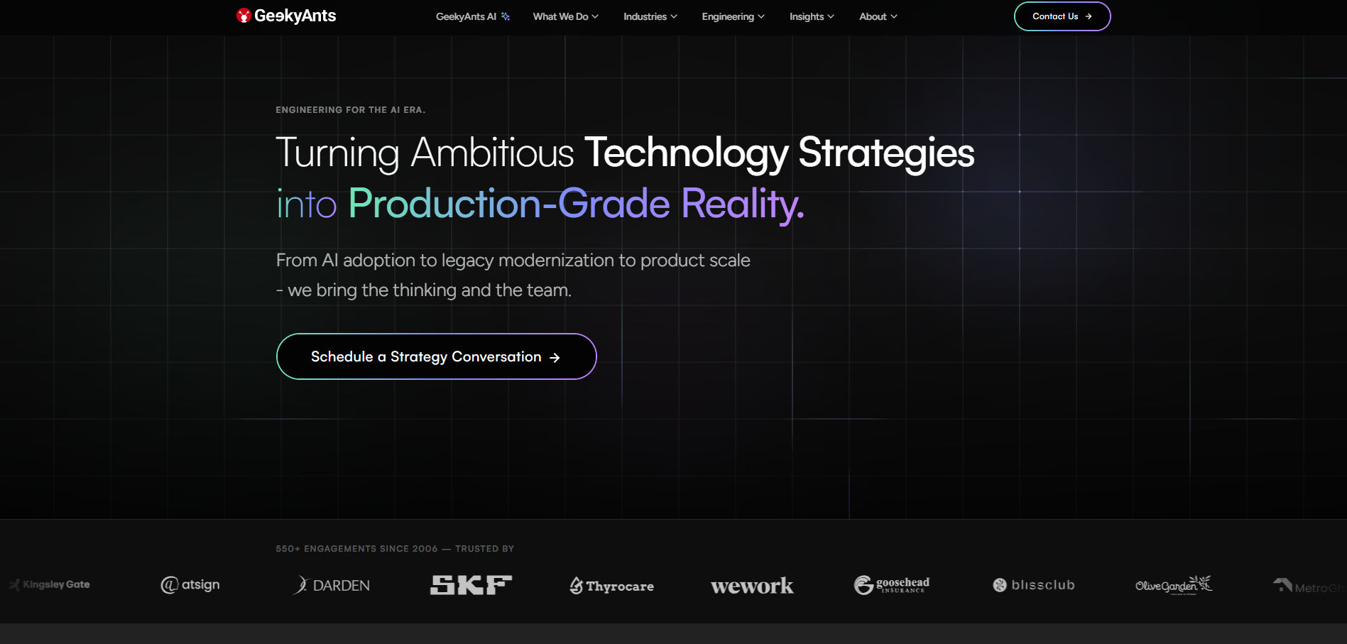 GeekyAnts website showcasing AI, product engineering, and consulting services