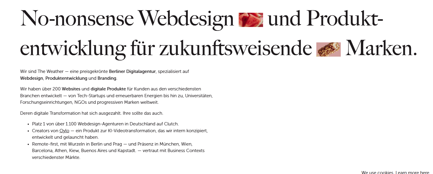 No-nonsense Webdesign und Produktentwicklung für zukunftsweisende Al Marken.