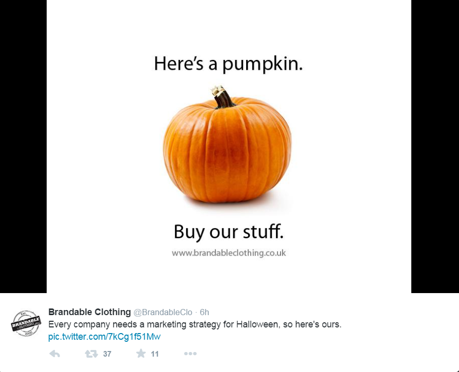 A sample ad with a pumpkin and a website address.