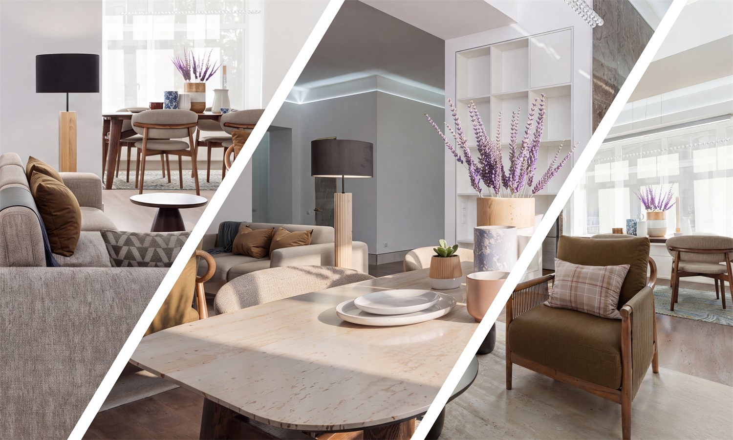 Same room staged consistently from three angles
