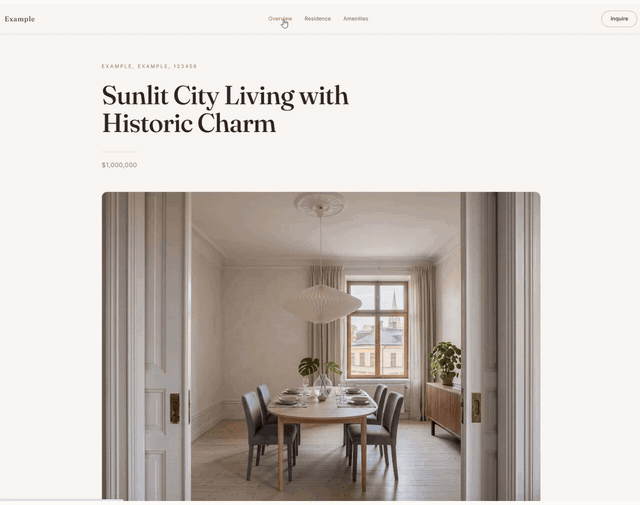 A finished single property website built with Apply Design