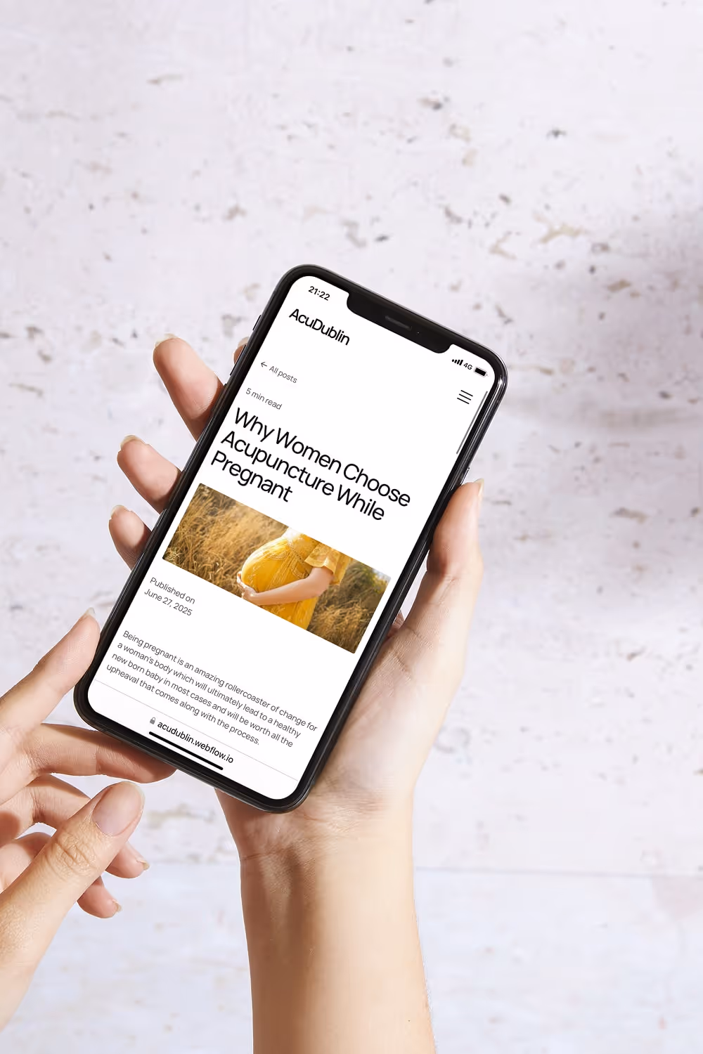 Mockup of AcuDublin website for mobile