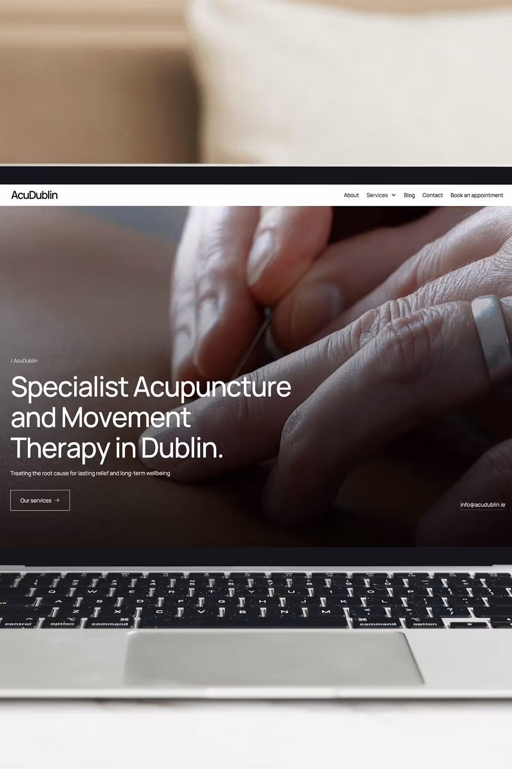 Mockup of AcuDublin website hero section