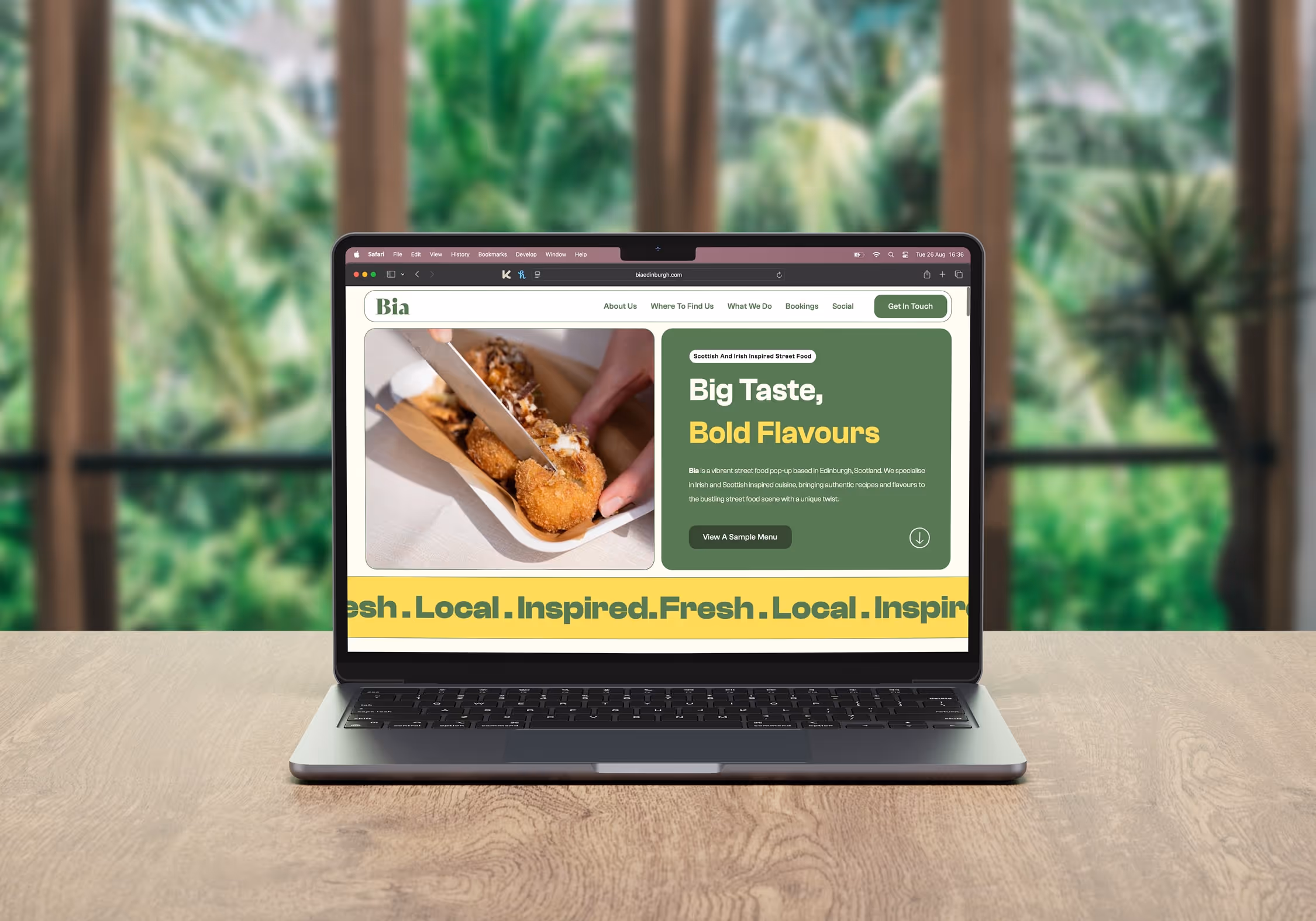 Bia website mockup on laptop