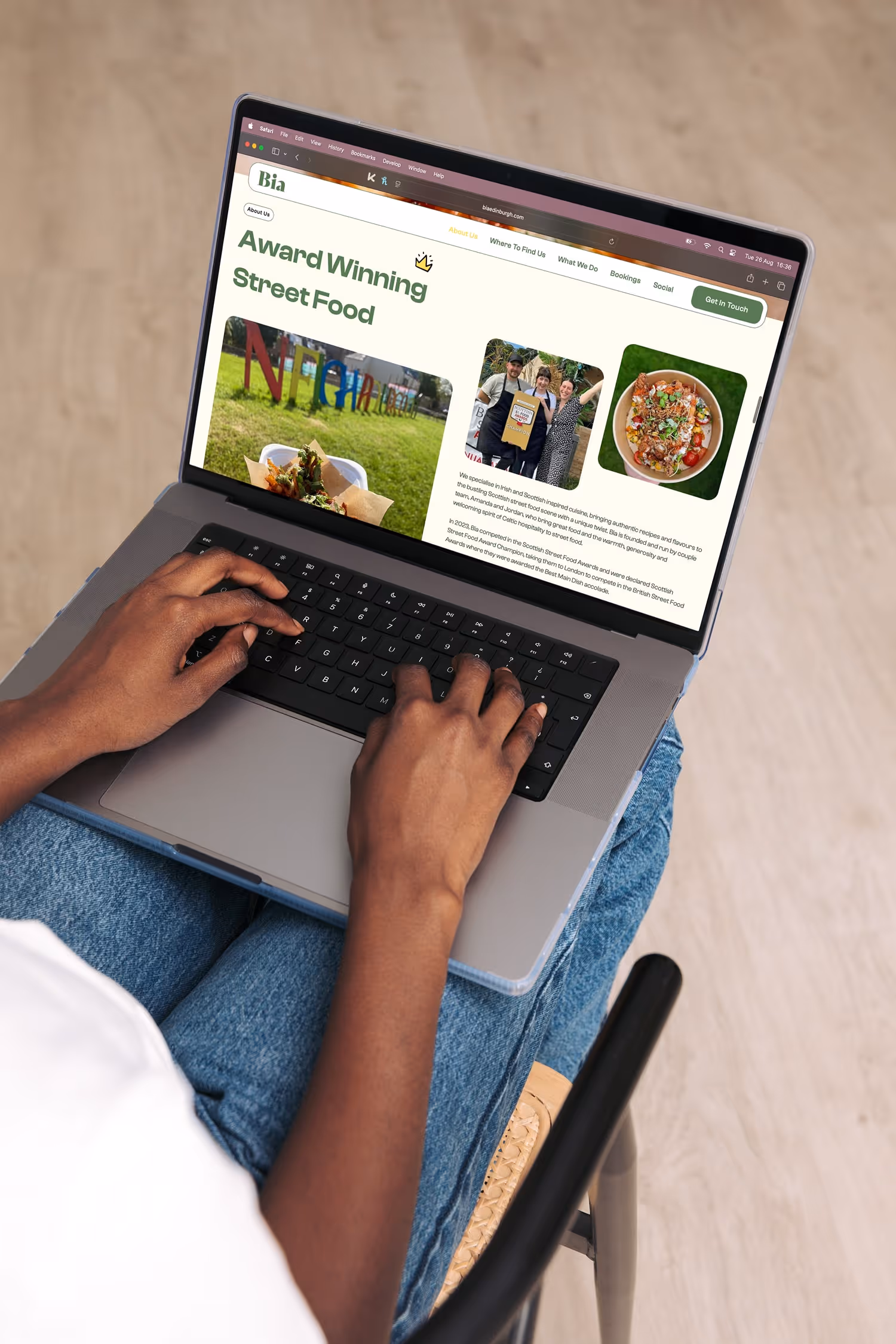 Bia website mockup on laptop