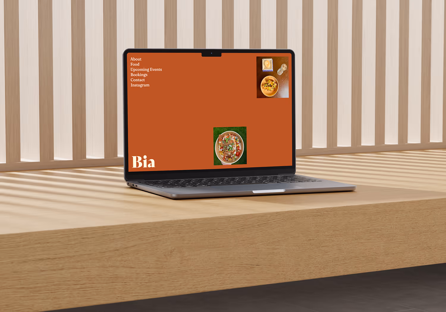 Bia homepage hero section laptop mockup