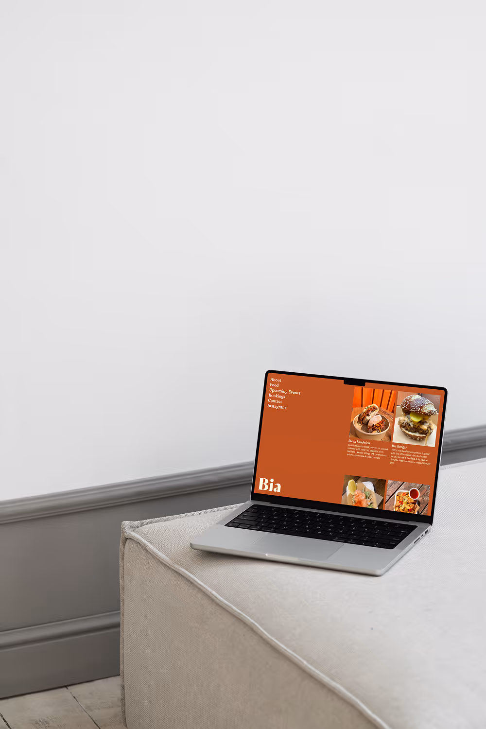 Bia menu laptop mockup