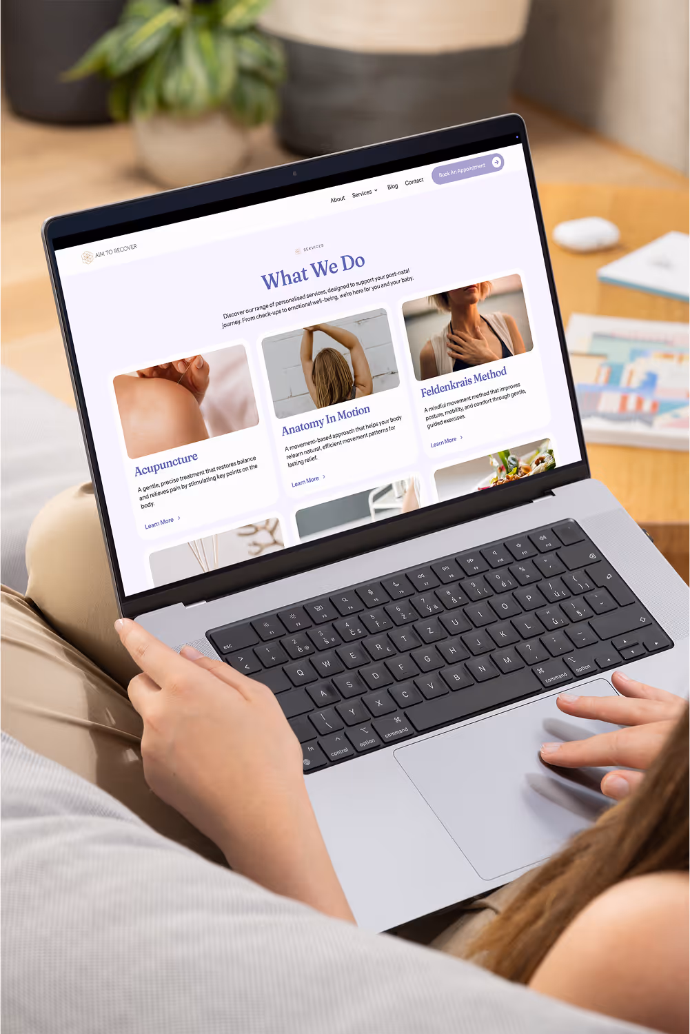 Aim To Recover services section laptop mockup