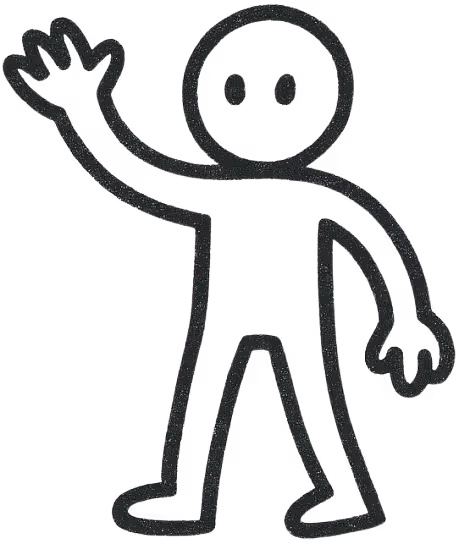 A simple cartoon drawing of a man waving