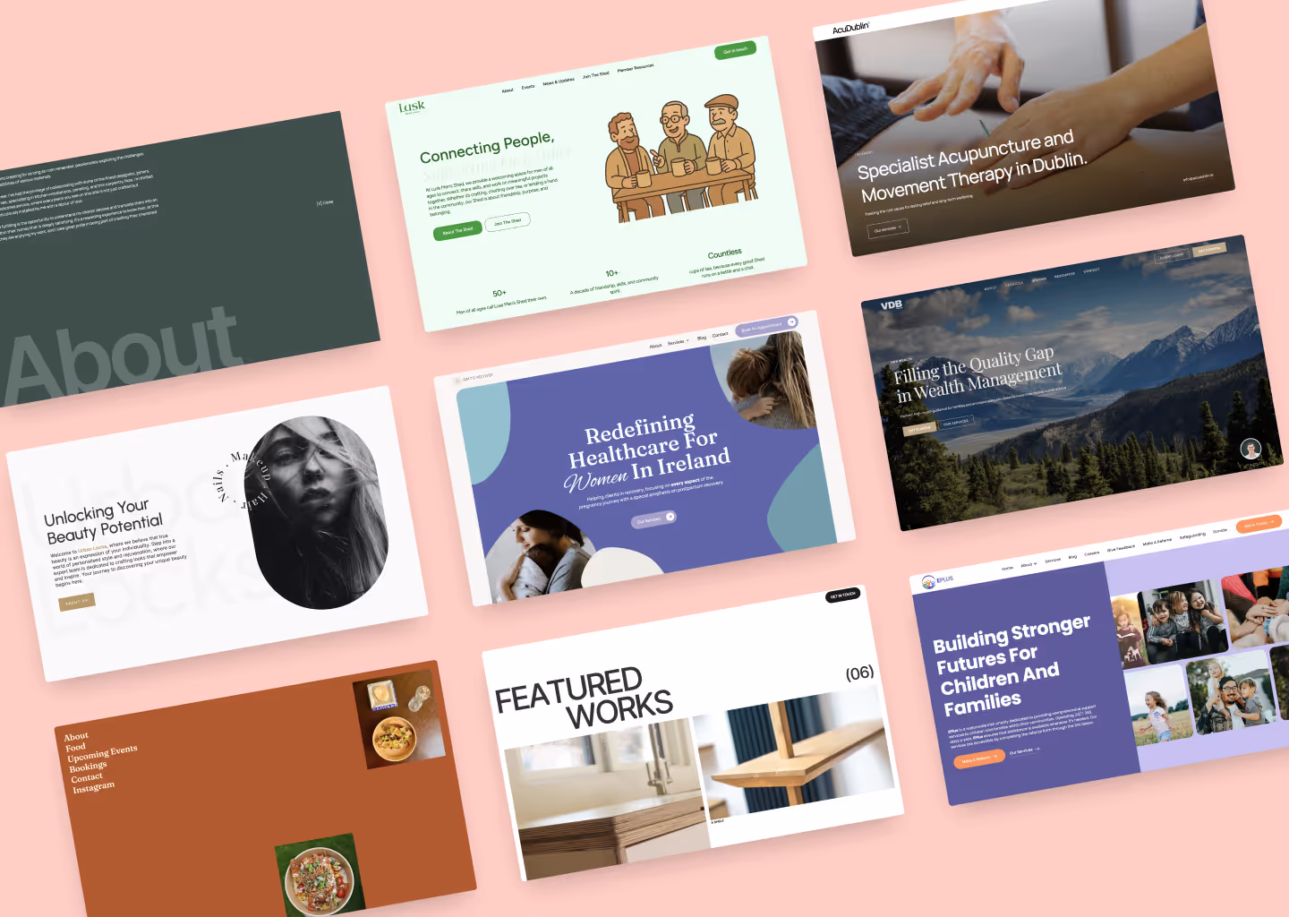 An image containing screenshots of 9 different websites made by Foundry