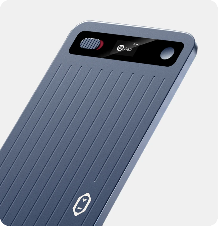 MeetGeek Wave shown at an angle highlighting its ultra-thin form factor