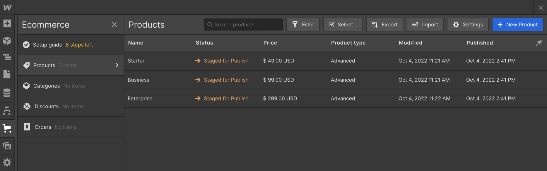 Ecommerce Items - Darkweb X Webflow Template