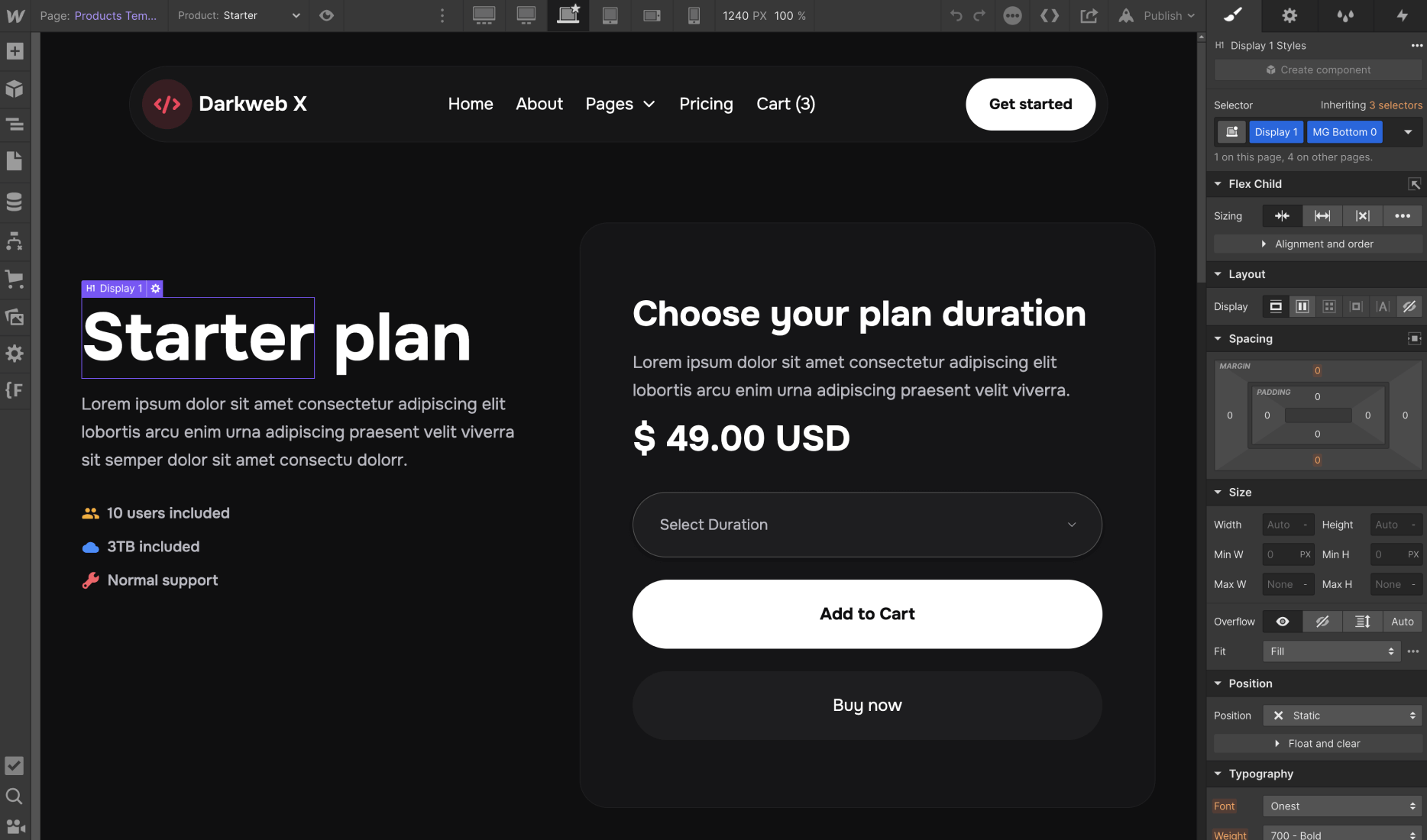 Ecommerce Page - Darkweb X Webflow Template