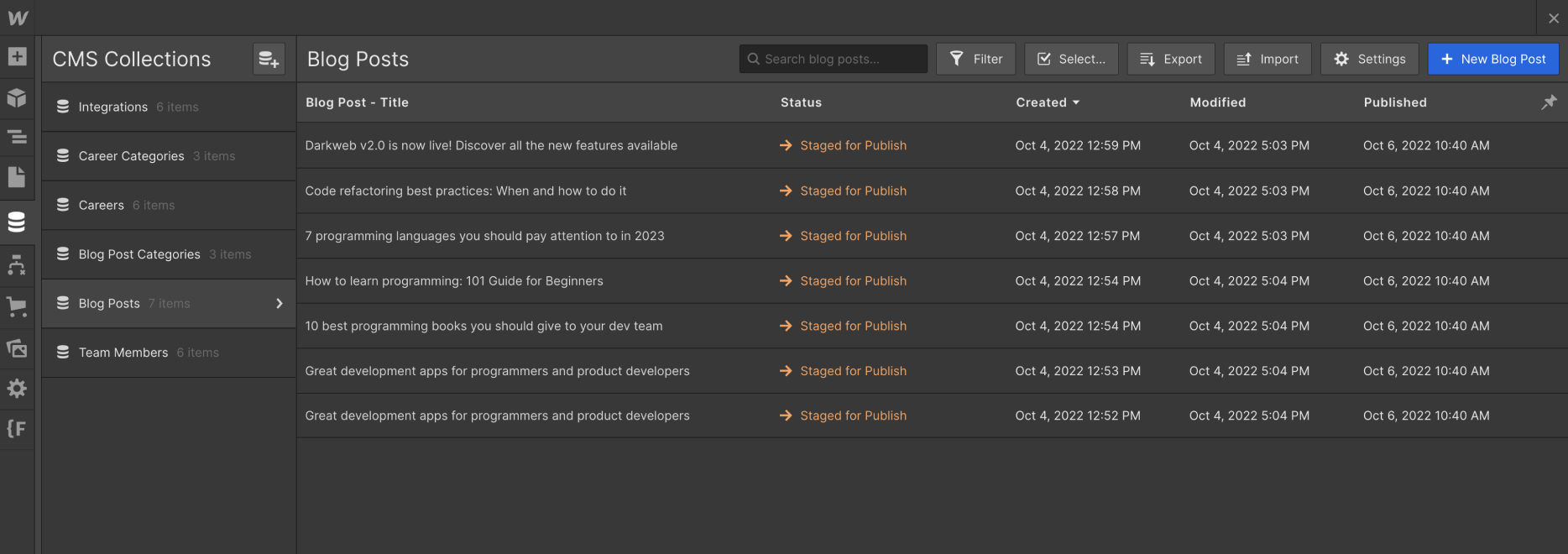 CMS Items - Darkweb X Webflow Template